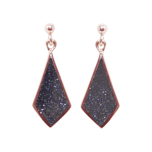 Rose Gold Blue Goldstone Drop Earrings