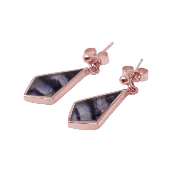 Rose Gold Blue John Kite Shaped Drop Earrings