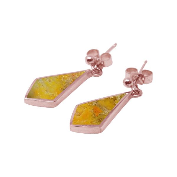Rose Gold Bumblebee Jasper Kite Shaped Drop Earrings