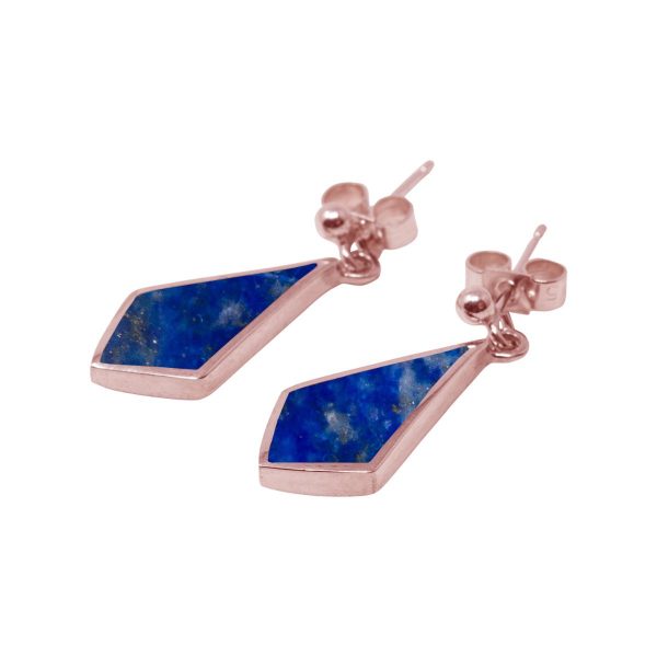 Rose Gold Lapis Kite Shaped Drop Earrings