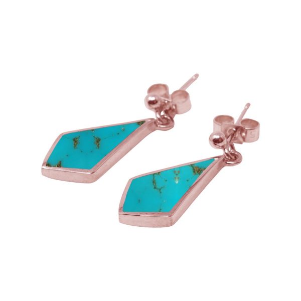 Rose Gold Turquoise Kite Shaped Drop Earrings