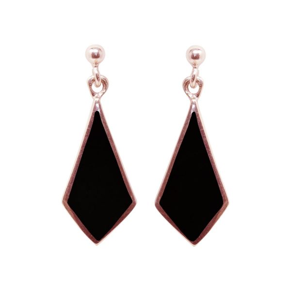 Rose Gold Whitby Jet Drop Earrings