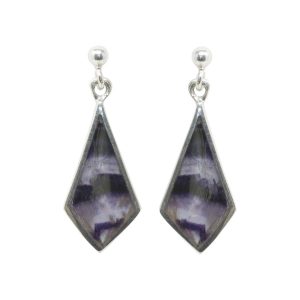 Silver Blue John Kite Shaped Drop Earrings