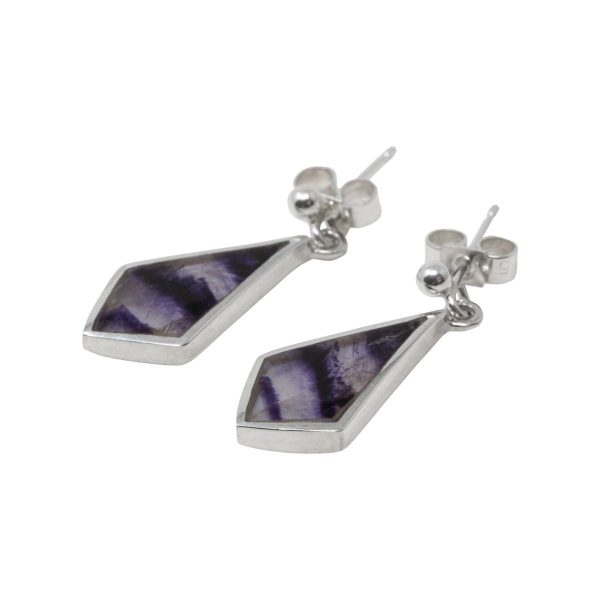 Silver Blue John Kite Shaped Drop Earrings