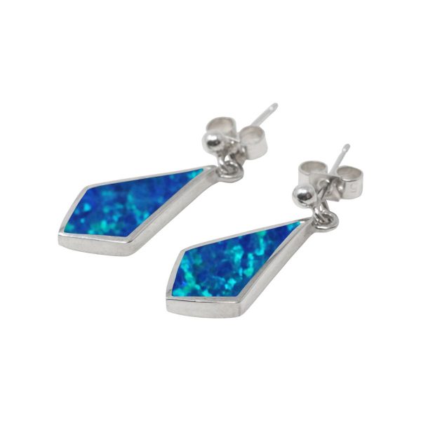 Silver Opalite Cobalt Blue Kite Shaped Drop Earrings