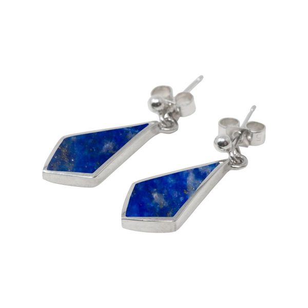 Silver Lapis Kite Shaped Drop Earrings