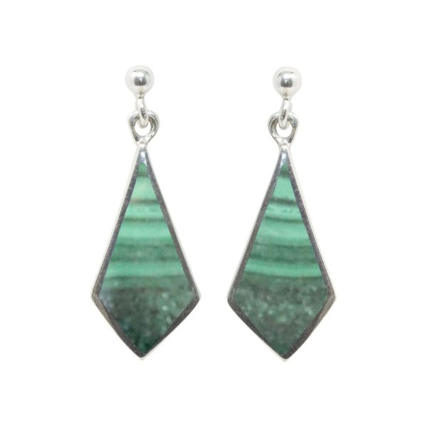 Silver Malachite Drop Earrings