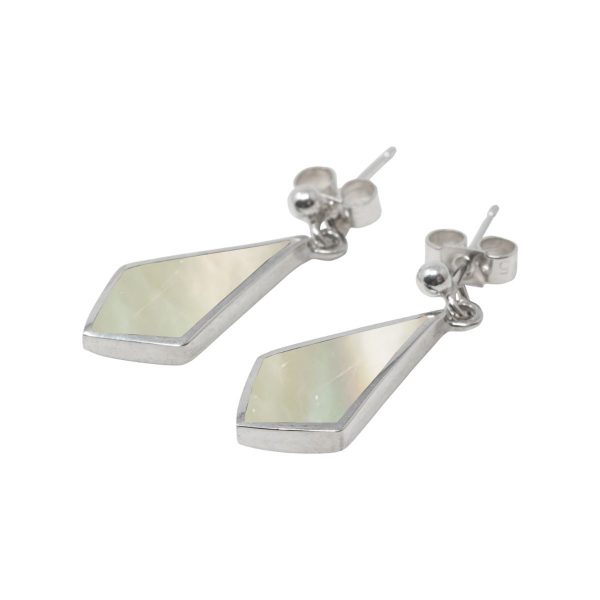 Silver Mother of Pearl Kite Shaped Drop Earrings