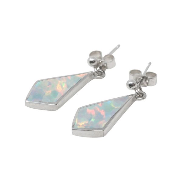 Silver Opalite Sun Ice Kite Shaped Drop Earrings