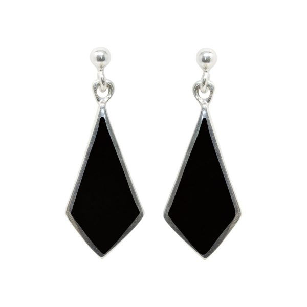 Silver Whitby Jet Drop Earrings