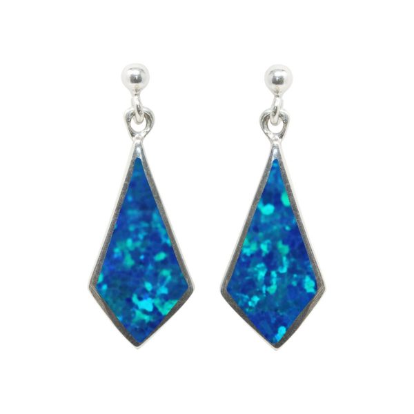 White Gold Opalite Cobalt Blue Drop Earrings