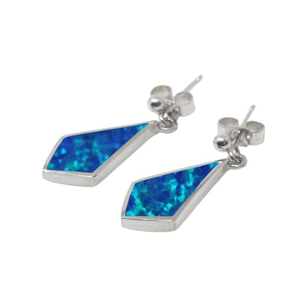 White Gold Opalite Cobalt Blue Drop Earrings