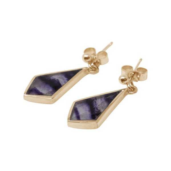 Yellow Gold Blue John Kite Shaped Drop Earrings