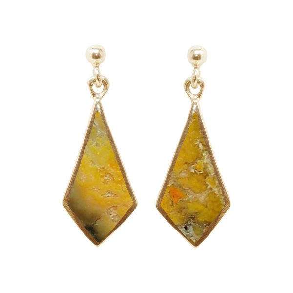 Yellow Gold Bumblebee Jasper Drop Earrings