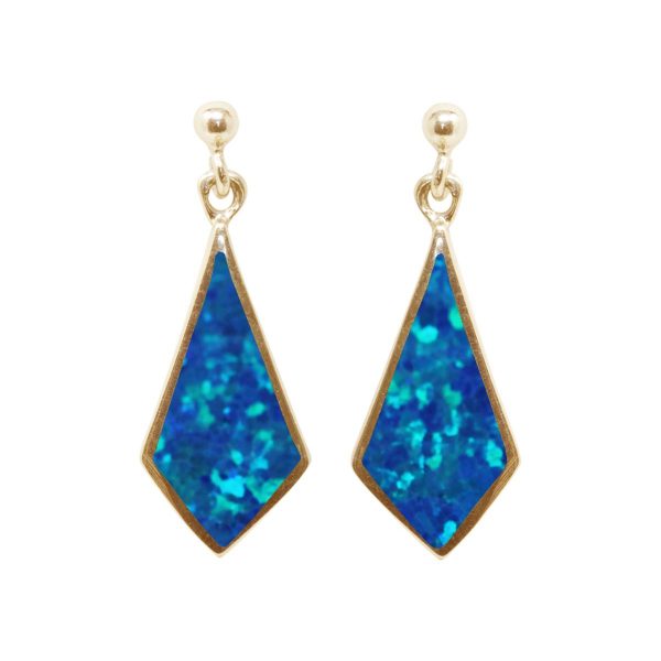 Yellow Gold Opalite Cobalt Blue Drop Earrings