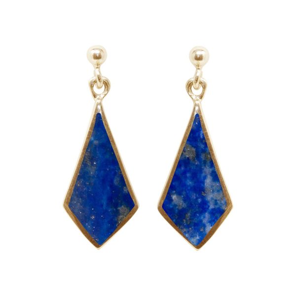 Yellow Gold Lapis Drop Earrings