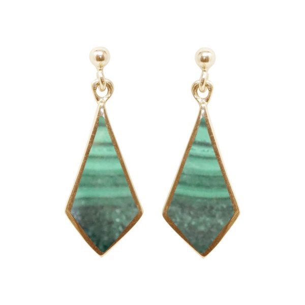 Yellow Gold Malachite Drop Earrings