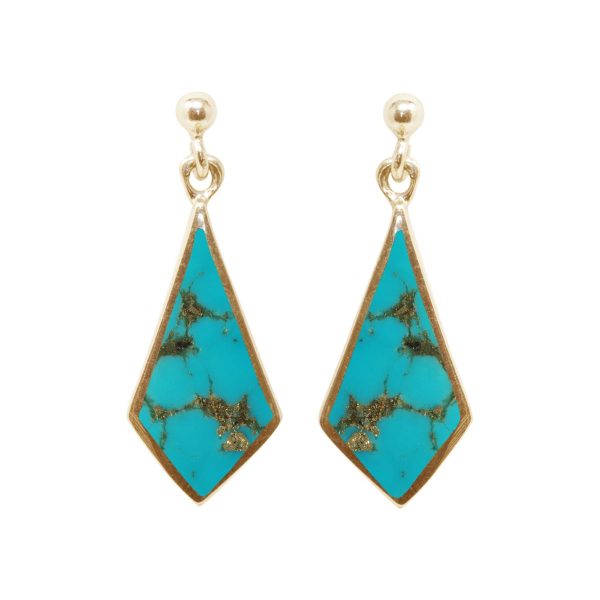 Yellow Gold Turquoise Drop Earrings