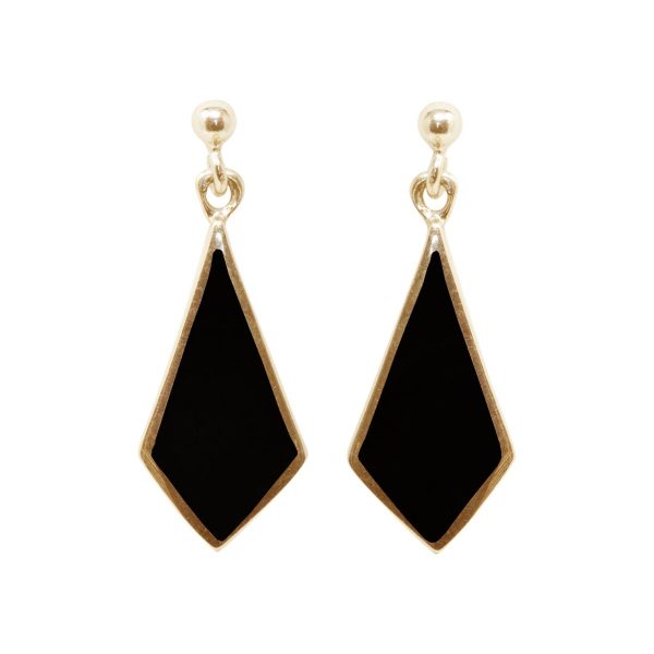 Yellow Gold Whitby Jet Drop Earrings