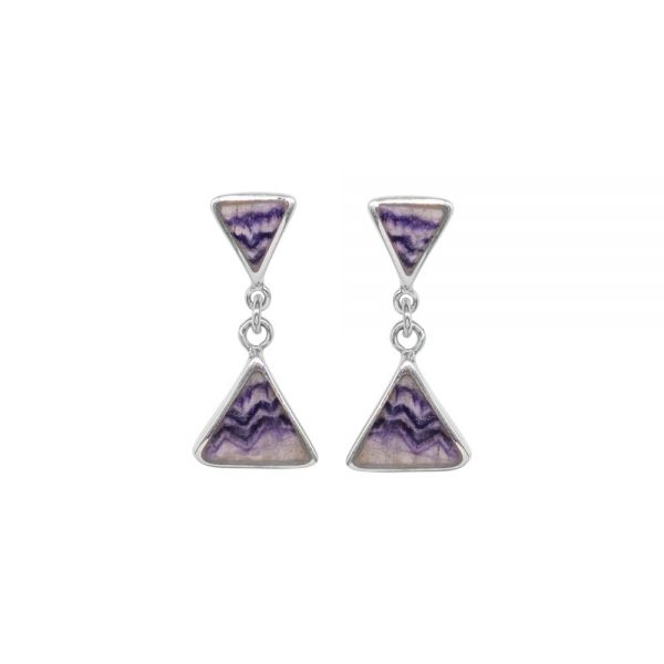 White Gold Blue John Triangular Double Drop Earrings