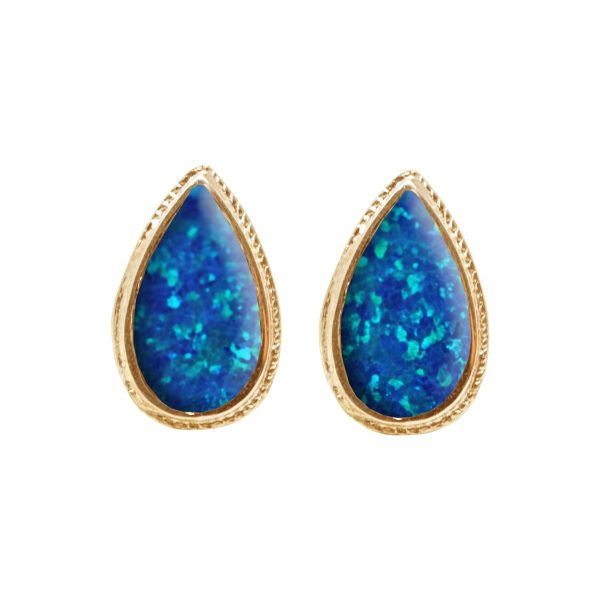 Gold Opalite Cobalt Blue Stud Earrings