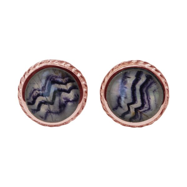 Rose Gold Blue John Round Stud Earrings