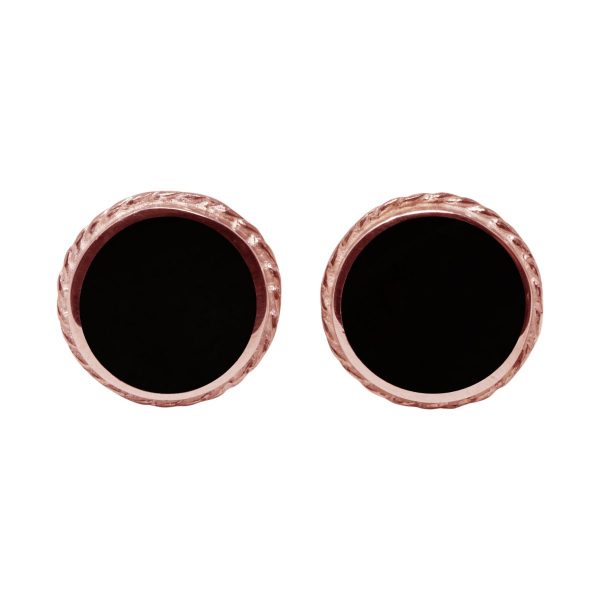 Rose Gold Whitby Jet Round Stud Earrings