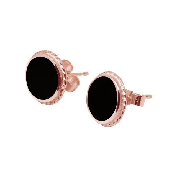 Rose Gold Whitby Jet Round Stud Earrings