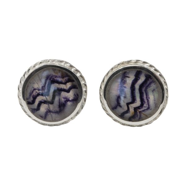 Silver Blue John Round Stud Earrings