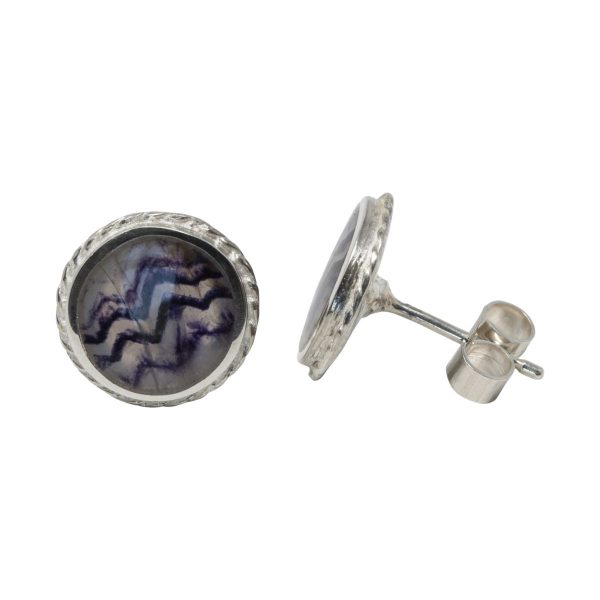 Silver Blue John Round Stud Earrings