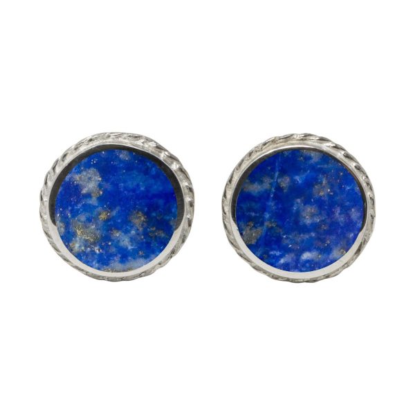 Silver Lapis Round Stud Earrings