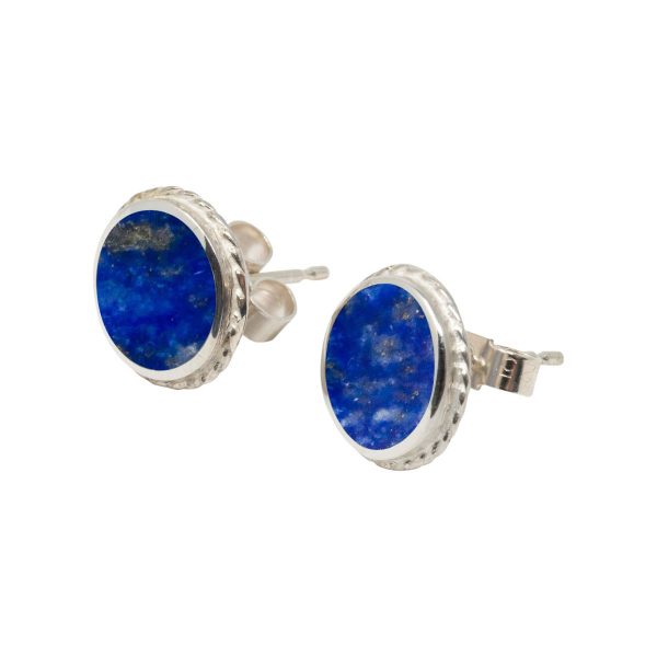 Silver Lapis Round Stud Earrings