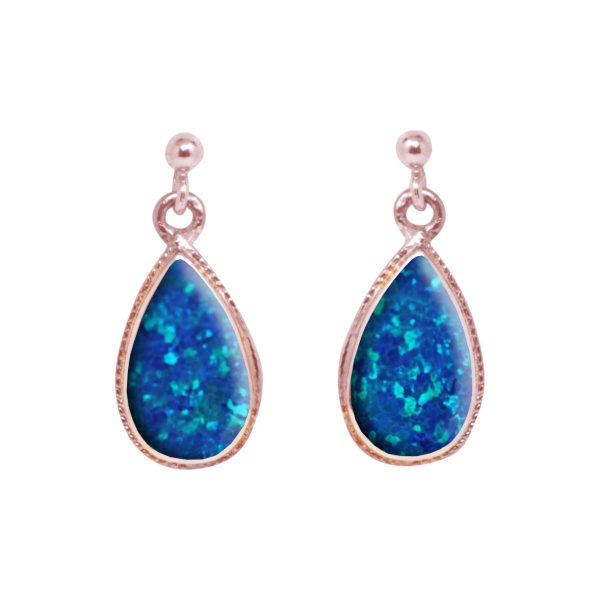 Rose Gold Opalite Cobalt Blue Drop Earrings