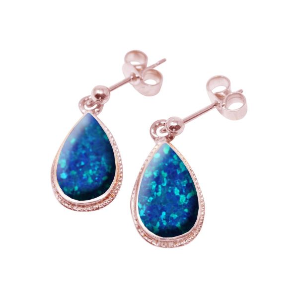 Rose Gold Opalite Cobalt Blue Drop Earrings