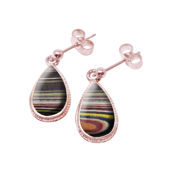 Rose Gold Fordite Drop Earrings