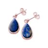 Rose Gold Lapis Drop Earrings