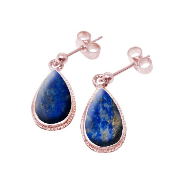 Rose Gold Lapis Drop Earrings