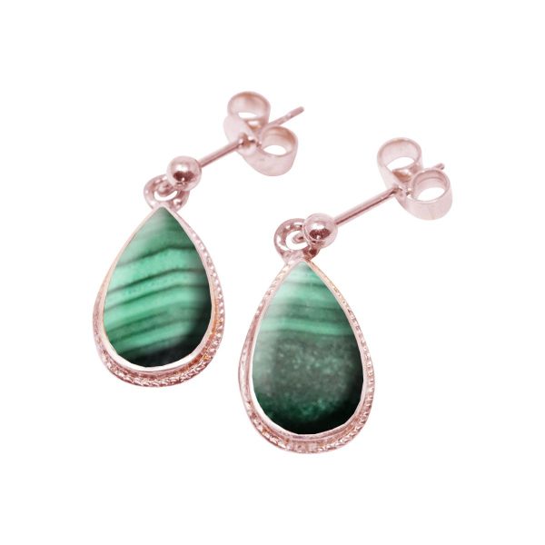 Rose Gold Malachite Drop Earrings