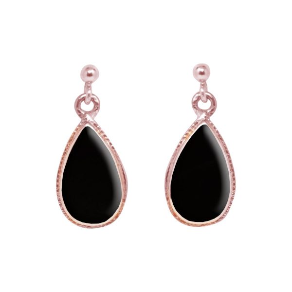 Rose Gold Whitby Jet Drop Earrings