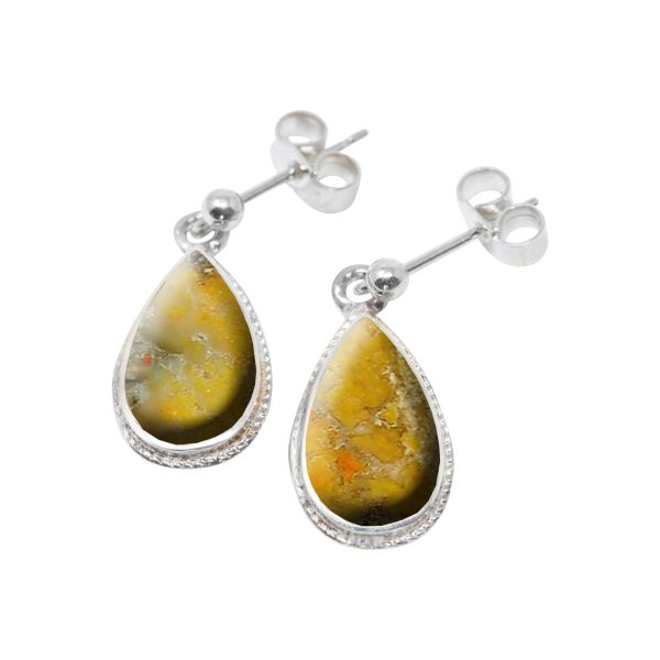 Silver Bumblebee Jasper Drop Earrings