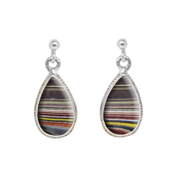 Silver Fordite Drop Earrings