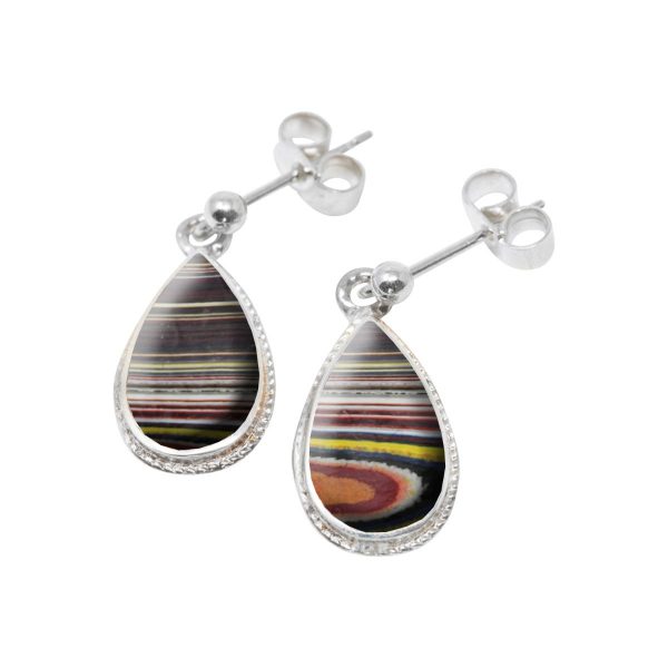 Silver Fordite Drop Earrings