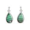 Silver Malachite Drop Earrings
