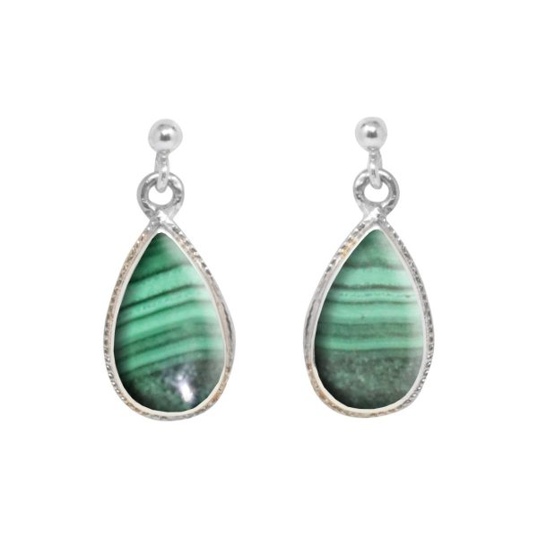 Silver Malachite Drop Earrings