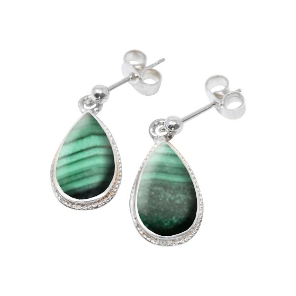 Silver Malachite Drop Earrings