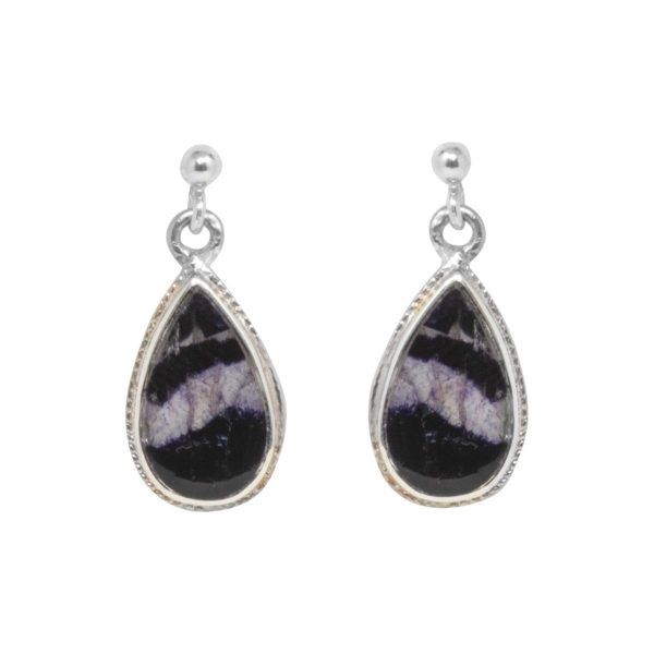 White Gold Blue John Teardrop Shaped Drop Earrings