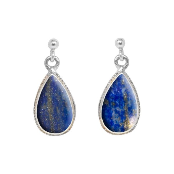 White Gold Lapis Teardrop Shaped Drop Earrings