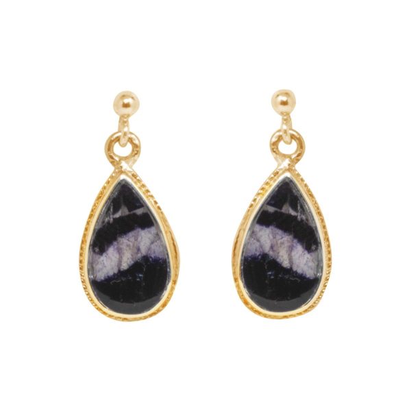 Gold Blue John Drop Earrings