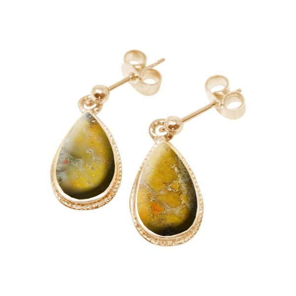 Gold Bumblebee Jasper Drop Earrings