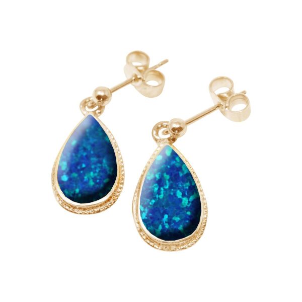 Gold Opalite Cobalt Blue Drop Earrings